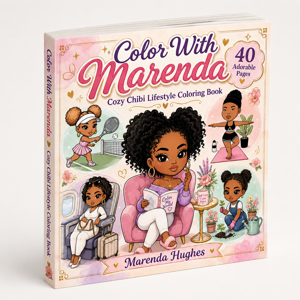 Cozy Chibi Lifestyle coloring book cover by Marenda Hughes