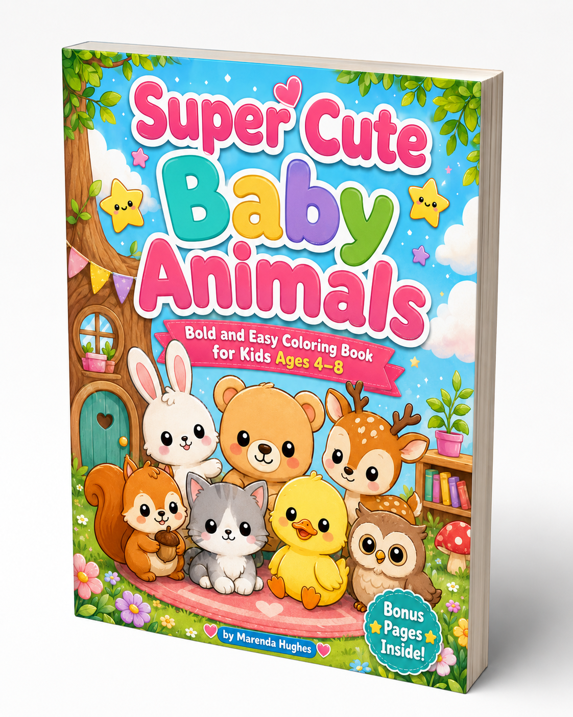 Super Cute Baby Animals coloring book cover by Marenda Hughes