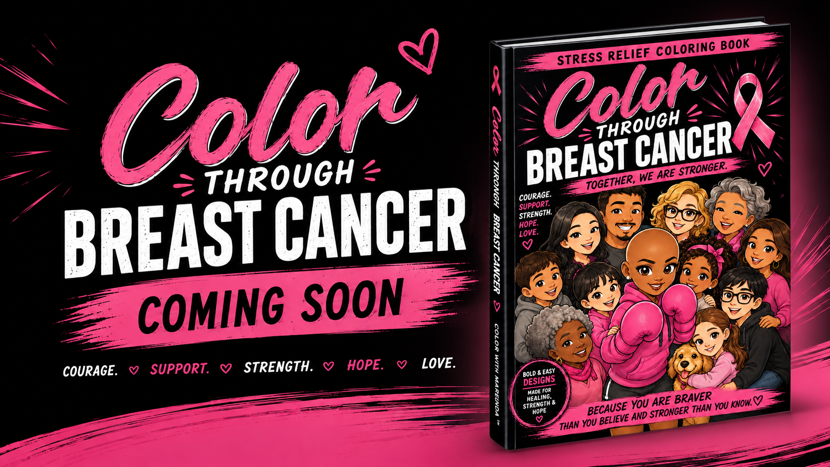 Color Through Breast Cancer coloring book by Marenda Hughes